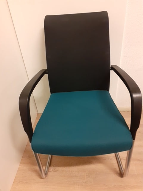 Vergaderstoel Kush/cp frame alu - Groen/terquoise Slede netwave rug want