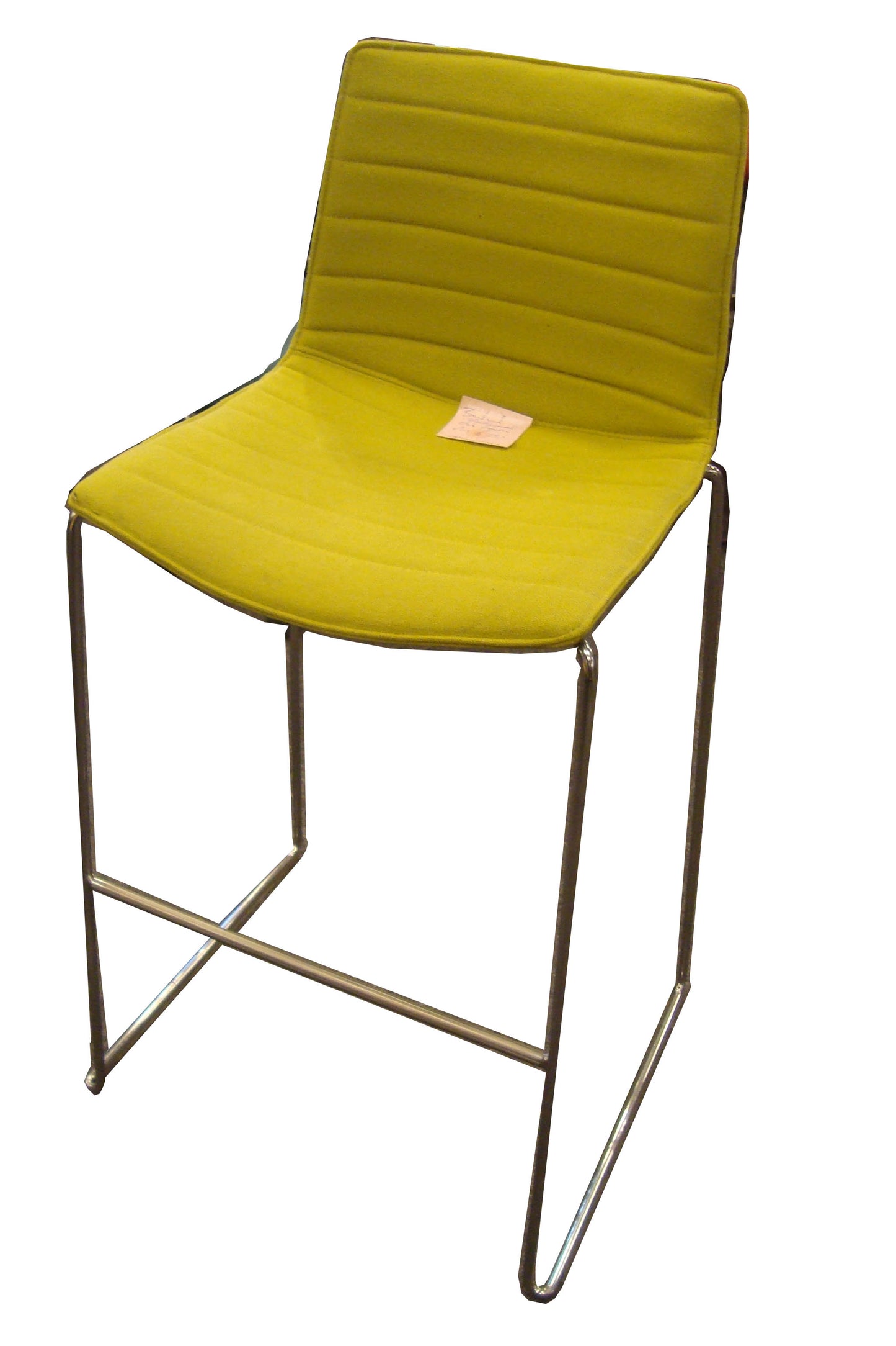 Barkruk sledemodel frame chroom met groene zitting