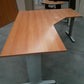 Hoekbureau CADCAM T-poot Aluminium-grijs met beuken blad