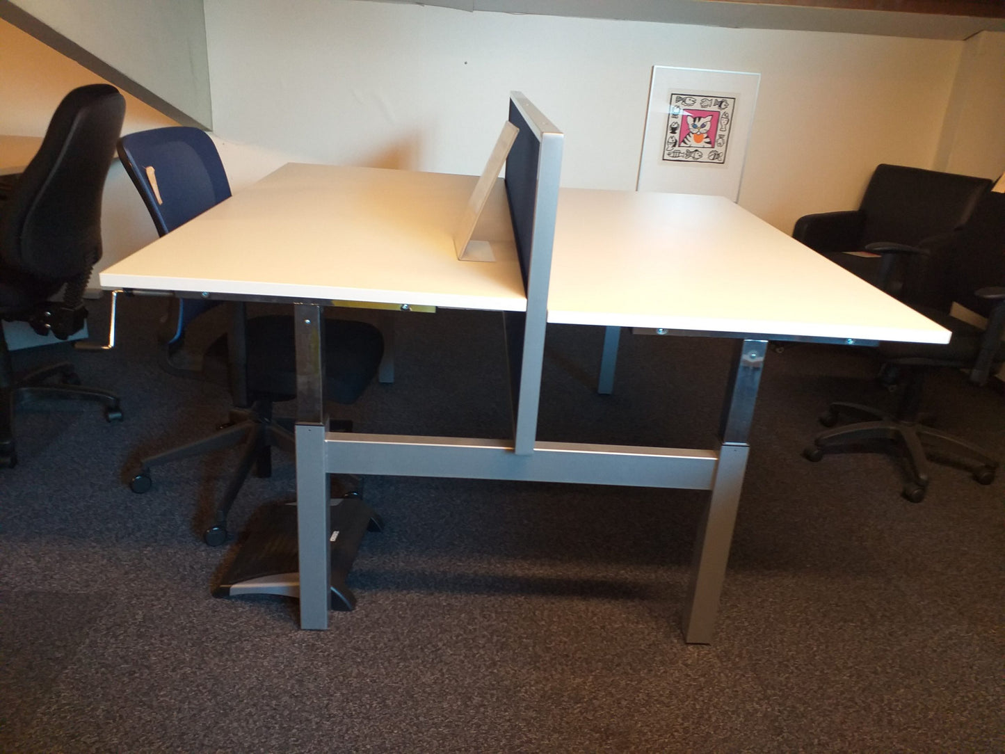 Bureau DUO aluminium / wit